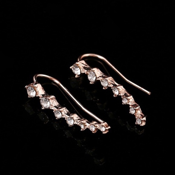 Gold Rhinestone Ear Climbers - Picture 3 of 8